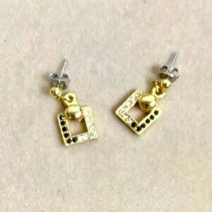 Retro Black Diamond Square Earrings‎